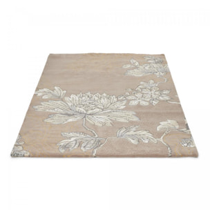 Tapis salon et chambre fait à la main en laine motif floral ZAQUI