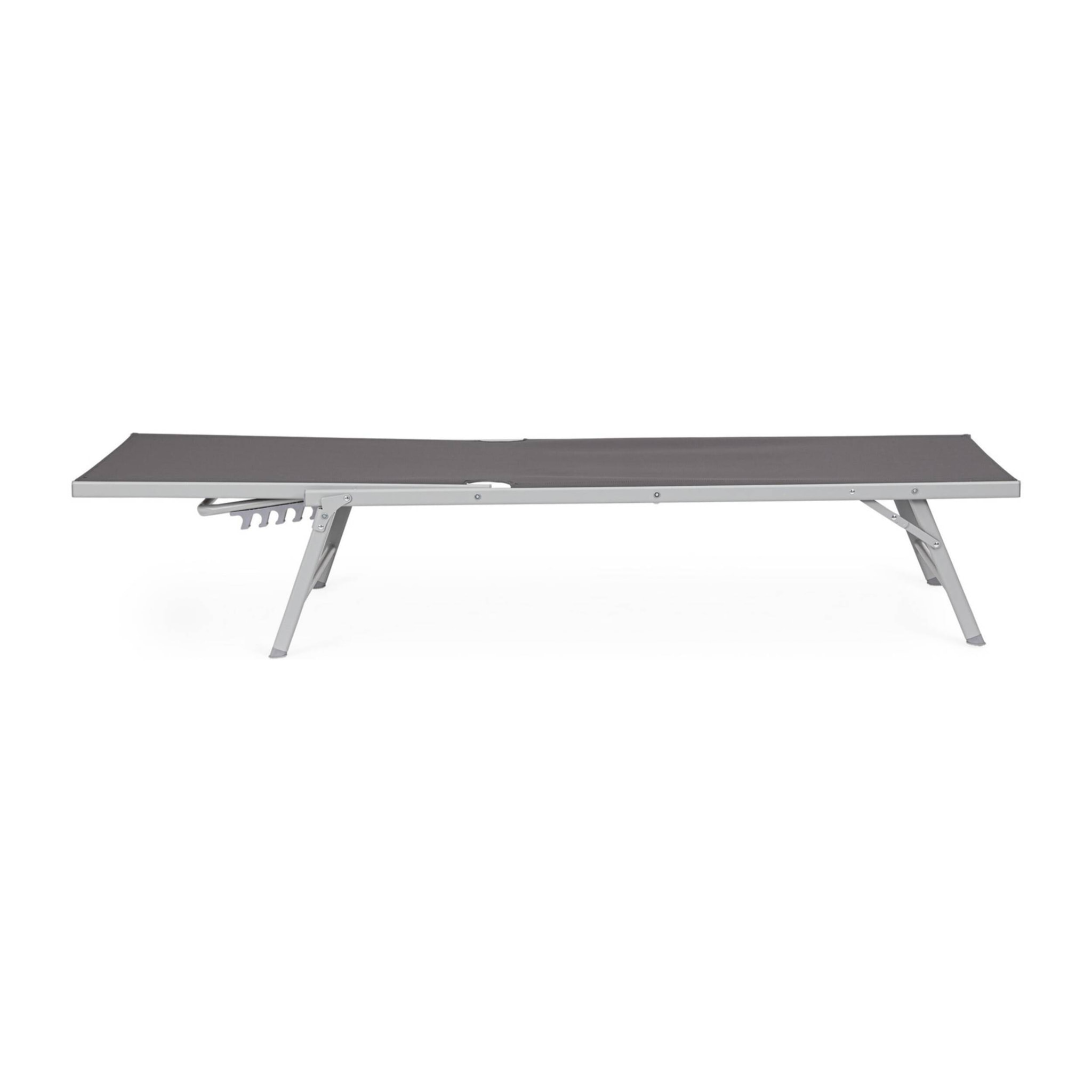 Set di 4 lettini MACARELLA in alluminio grigio e textilene antracite, pieghevoli