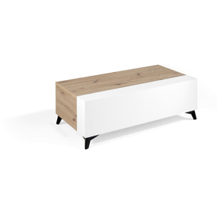 Mesa de centro elevable HANOVER - roble y blanco polar - 110x60x37cm