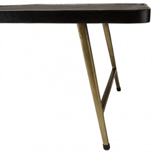 JONAS - Table basse rectangulaire en aluminium plateau noir pieds dorés