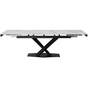 Table à manger extensible en céramique 6 à 10 personnes "Silence" - Blanc marbré gris