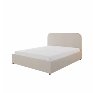 MENDOZA Lit avec coffre de rangement 140x190cm velours beige