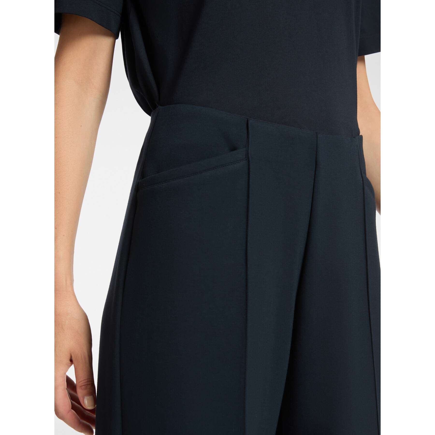 Elena Mirò - Pantaloni cropped in scuba leggero - Blu