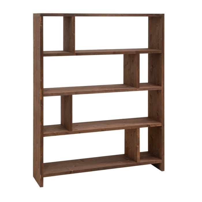 Étagère en bois massif ton noyer de 180x140cm Hauteur: 180 Longueur: 140 Largeur: 35