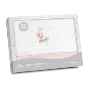 Triptico Coche Coralina Estampado Oso Luna Estrellas Bco/Rosa