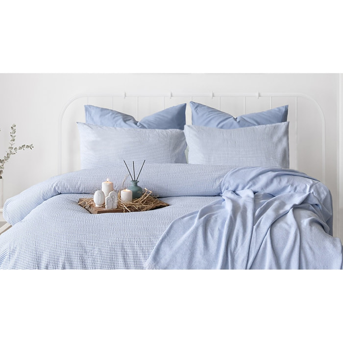 Parure housse de couette et taie(s) oreiller 100% Coton gauffre