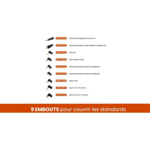 Chargeur ordinateur portable ESSENTIELB PC 65W universel + 9 embouts