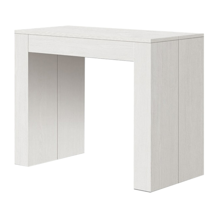 Consolle LERICI in legno, finitura bianco frassinato 90×45 cm allungabile a 90×300 cm