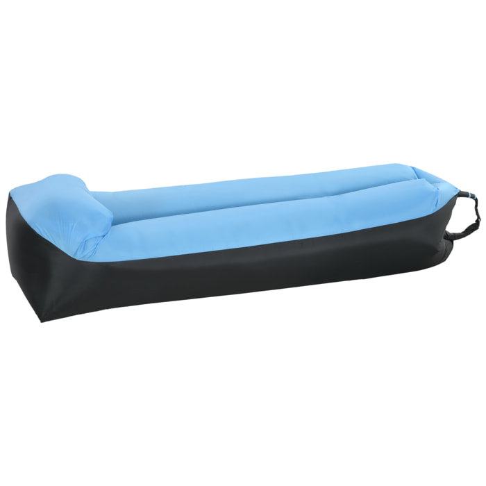 Hamac gonflable transat gonflable pliable en sac avec bandoulière double couche PE nylon bicolore bleu noir