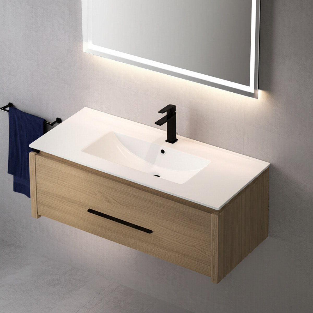 Lavabo Da Incasso Rettangolare Lavandino Bagno In Ceramica Design Moderno Elegante Per Top Bagno 71 x 46 cm Bianco