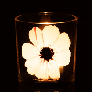 J-Line photophore Fleur - verre - rose - small - 2 pcs