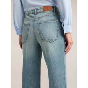 Motivi - Jeans wide a vita alta washed - Azzurro