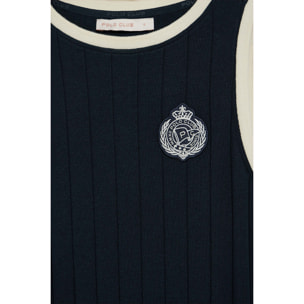 Vestido azul marino acanalado con parche náutico