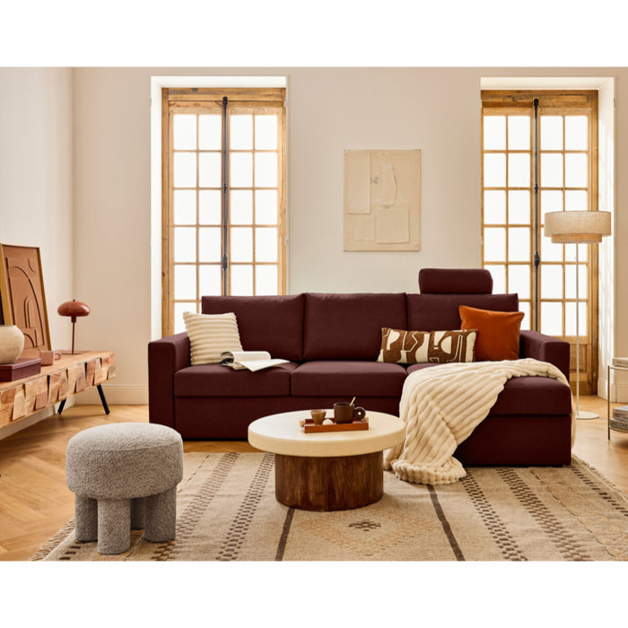 Barrie - canapé d'angle réversible 4 places avec têtière amovible en tissu - Rouge