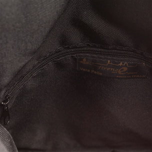 FIRENZE ARTEGIANI Borsa a Spalla da Donna Cenerente Vera Pelle Scamosciata Made in Italy 24x3x19 Cm. Colore nero