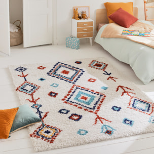 Tipi - tapis shaggy en laine artificielle à motif berbère multicolore