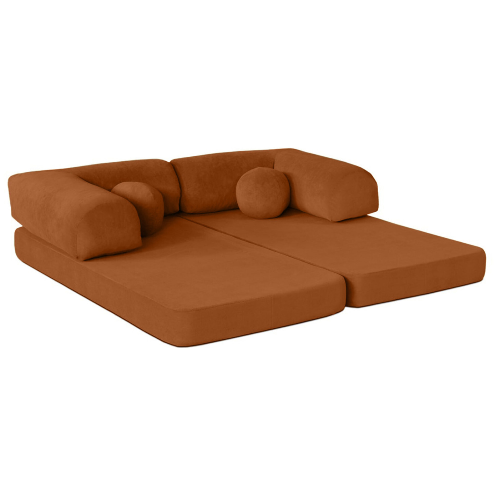 Nebula - Canapé 3 places convertible en velours texturé - Terracotta