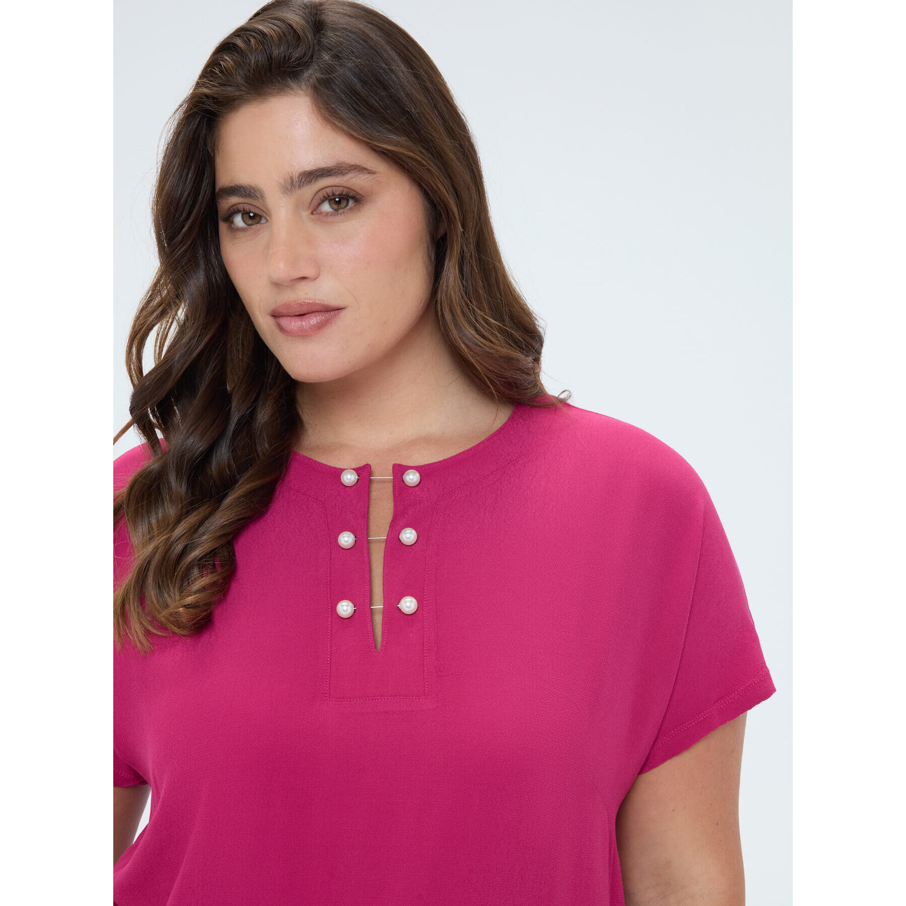 Fiorella Rubino - Camiseta de viscosa con detalle de perlas - Rojo