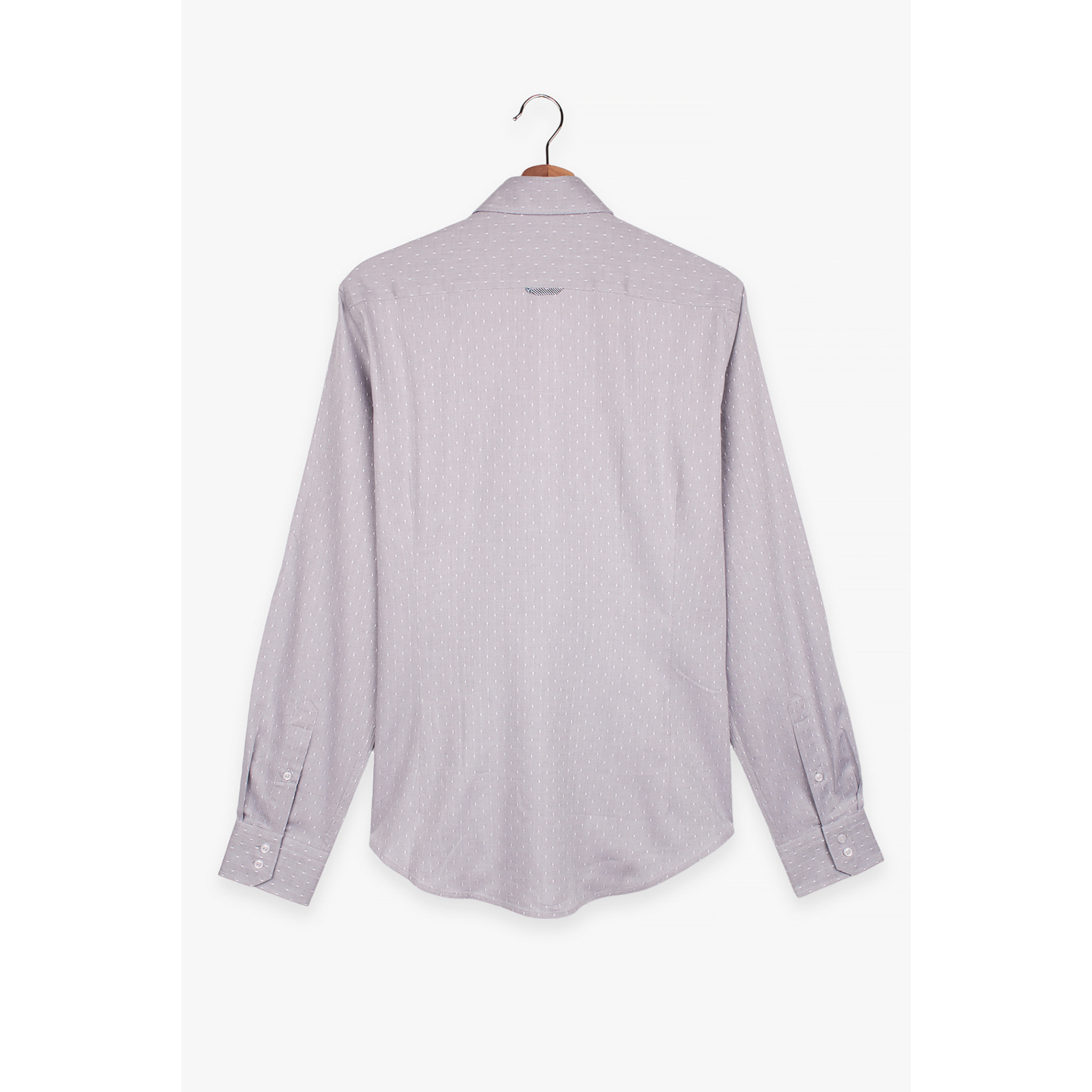 Camicia Uomo 2 Bottoni Button Down Slim Oxford Fantasia Grigio/Bianco