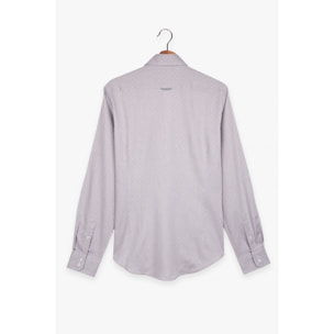 Camicia Uomo 2 Bottoni Button Down Slim Oxford Fantasia Grigio/Bianco