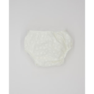 Cubrepañal de bordado flores. Elastico en la cintura y en las piernas.