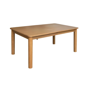 Table à manger rectangulaire extensible bois d'hévéa et placage chêne naturel 6 à 10 places - 170-270cm - Solene