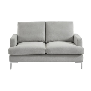 Canapé 2 places en tissu gris clair L 143 x P 90 x H 89cm - Hans