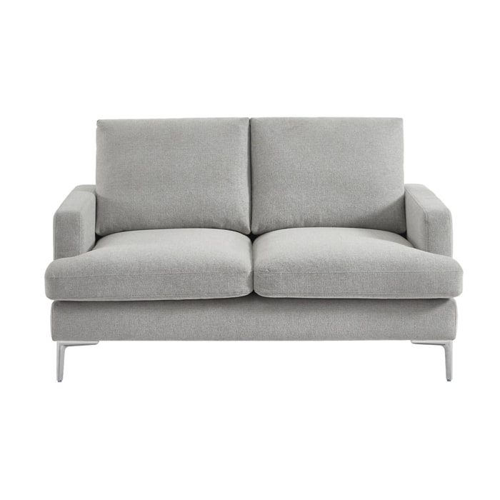 Canapé 2 places en tissu gris clair L 143 x P 90 x H 89cm - Hans