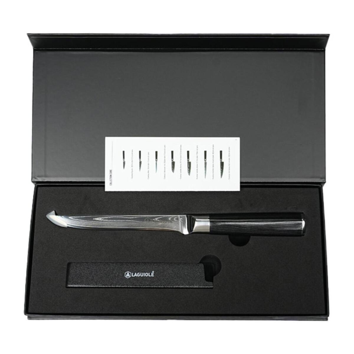 Couteau à désosser noir damas 29cm avec étui - "Core"