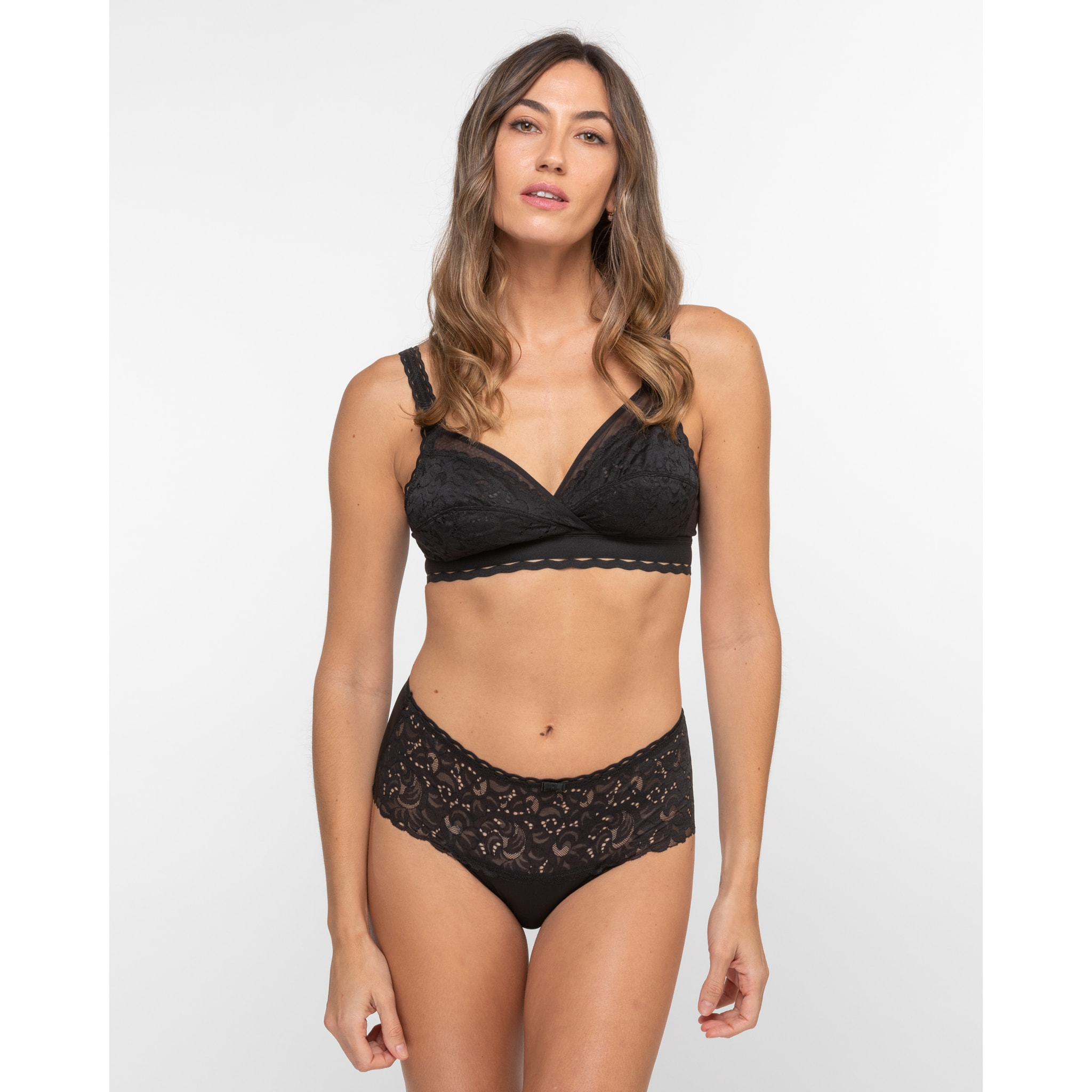 Braga midi con nuevo encaje floral, mate y femenino