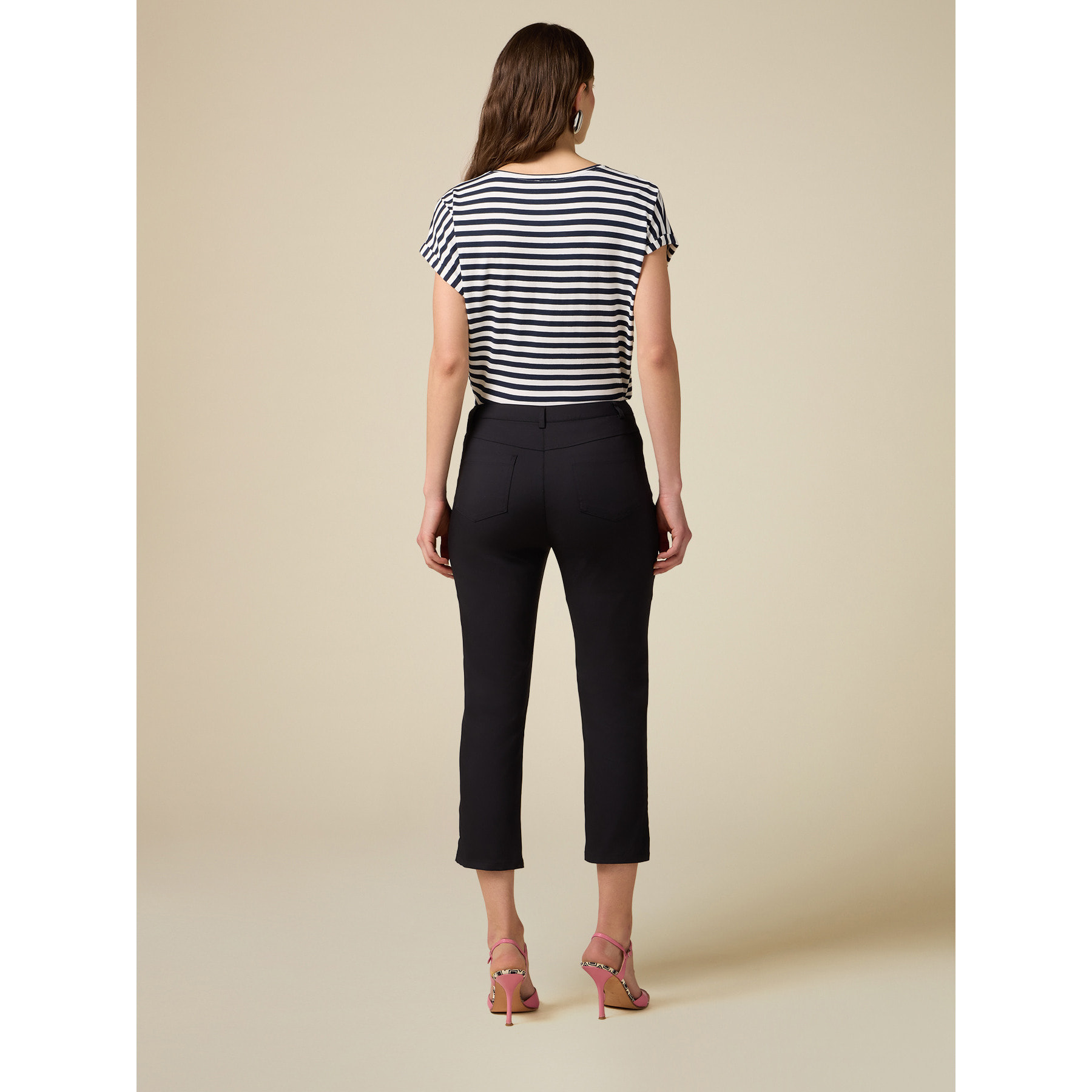 Oltre - Pantalones capri en mezcla de algodón - Negro