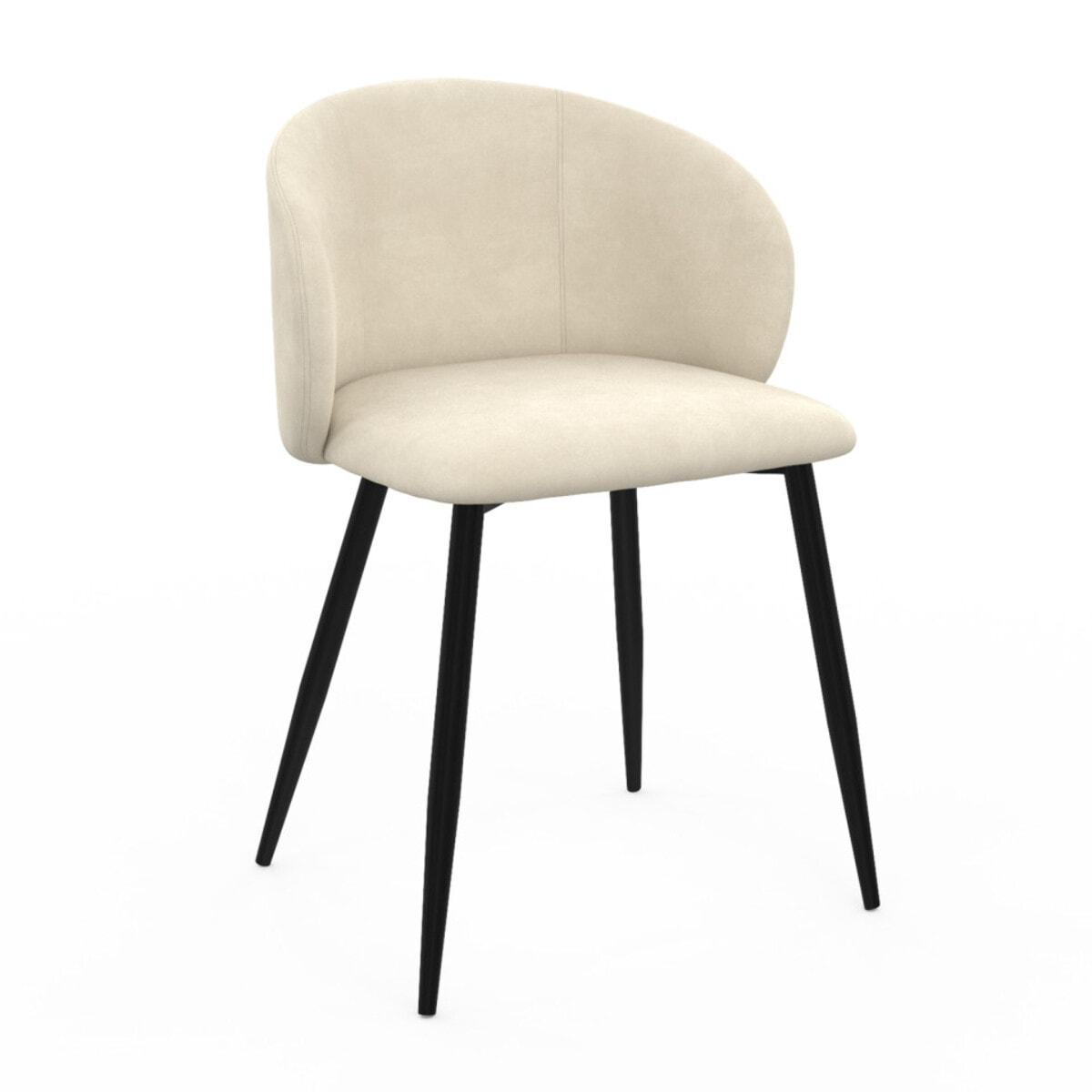 Chaises Léona velours crème pieds métal noirs - lot de 2