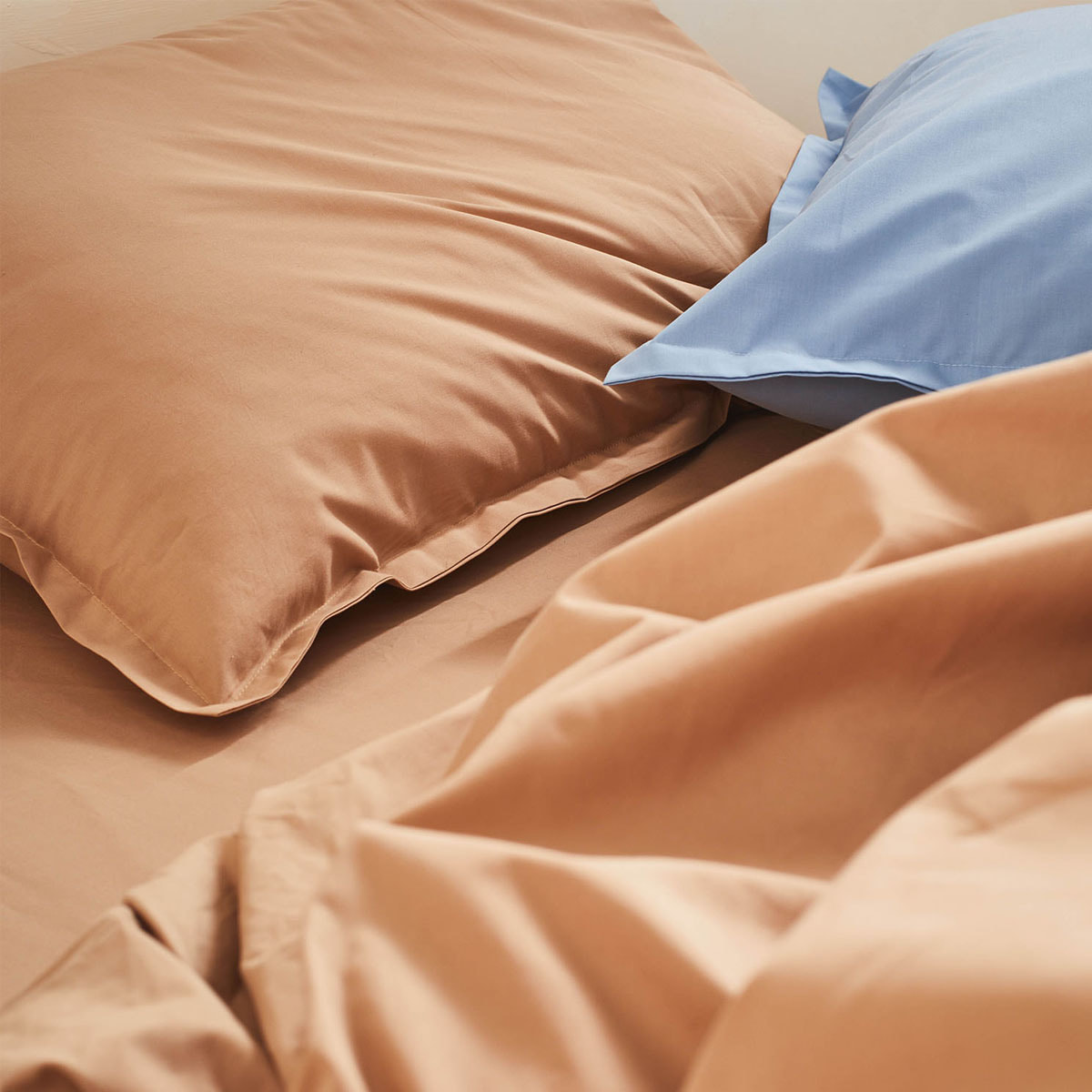 Drap housse uni en percale de coton, bonnet de 40cm, PREMIÈRE, Beige