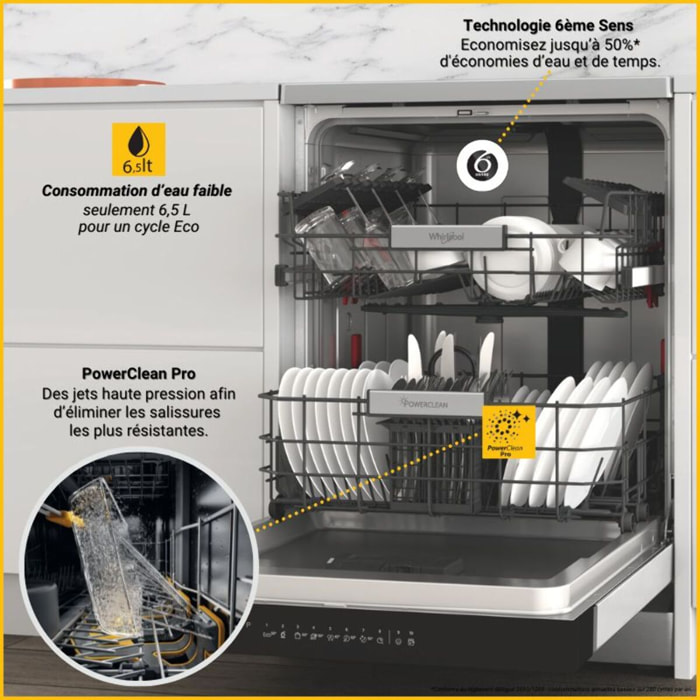 Lave vaisselle 60 cm WHIRLPOOL WFO3T133P6.5X 6ème SENS