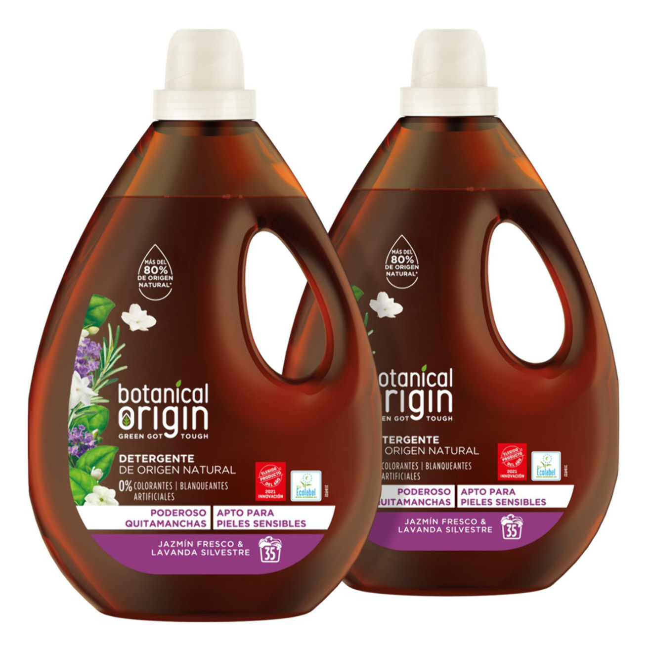 Botanical Origin Detergente para la ropa Ecológico fragancia Jazmín Fresco y Lavanda Silvestre 70 lavados (2x35 dosis)