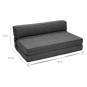 Chauffeuse convertible 2 places en tissu vert de gris KATY