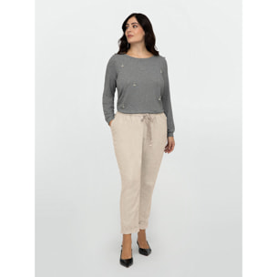 Fiorella Rubino - Pantaloni joggers in lurex - Beige