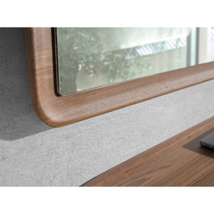 Espejo pared rectangular con marco de madera chapada en nogal natural 120x60x4cm