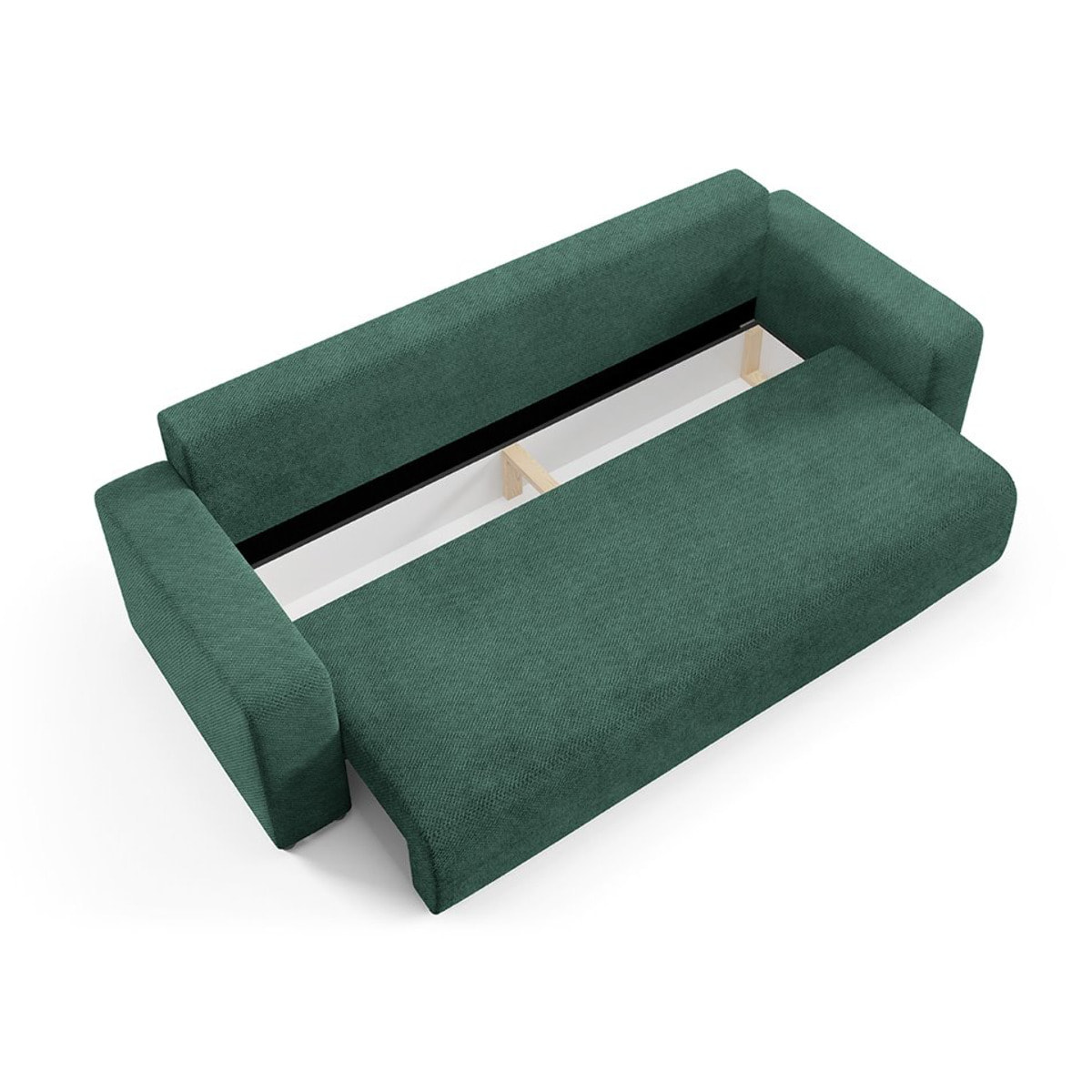 GLORIA - Canapé droit convertible 3 places en tissu vert