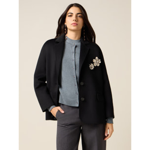 Oltre - Chaqueta desestructurada mezcla lana con broches - Negro