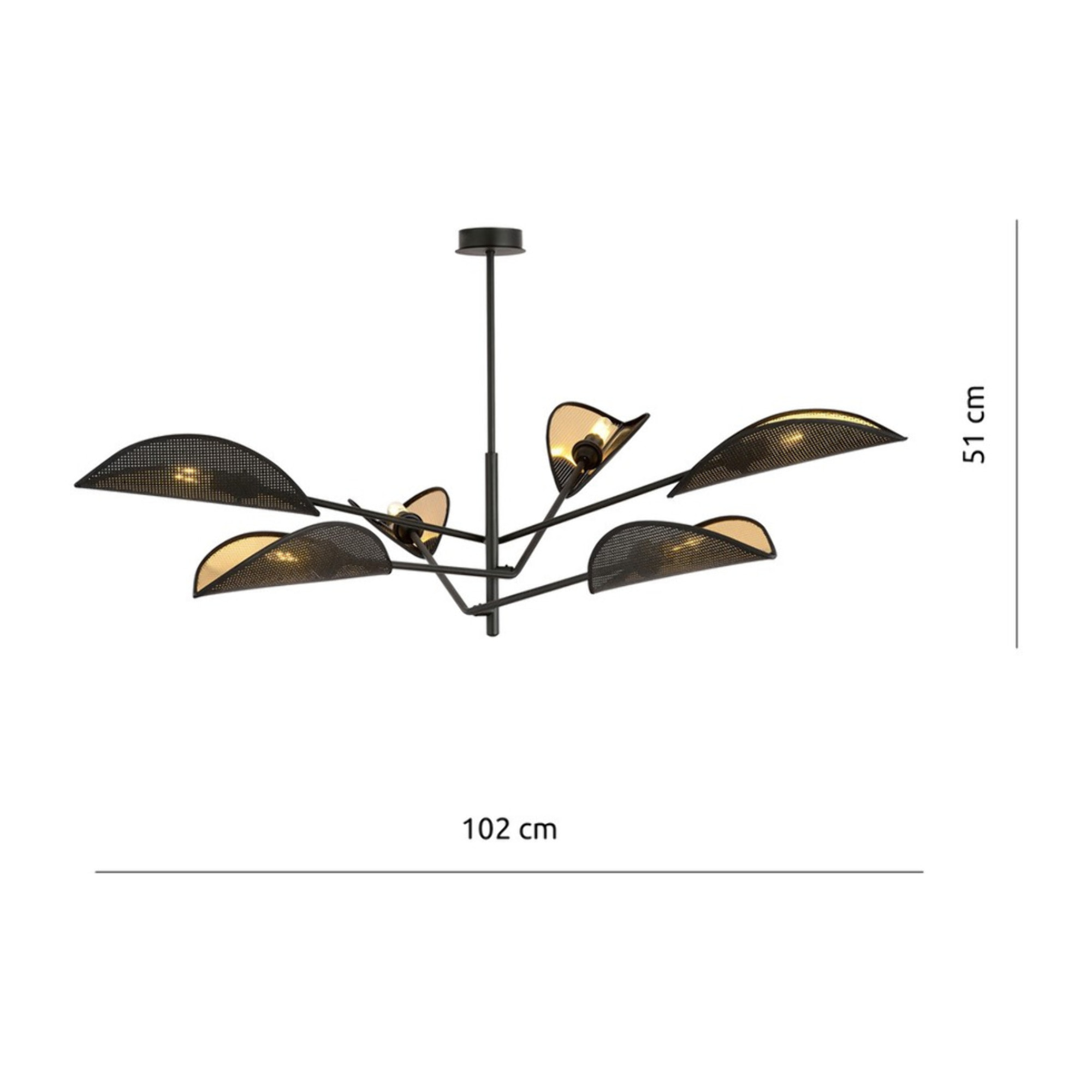 Lampada a sospensione Vene in acciaio nero e oro