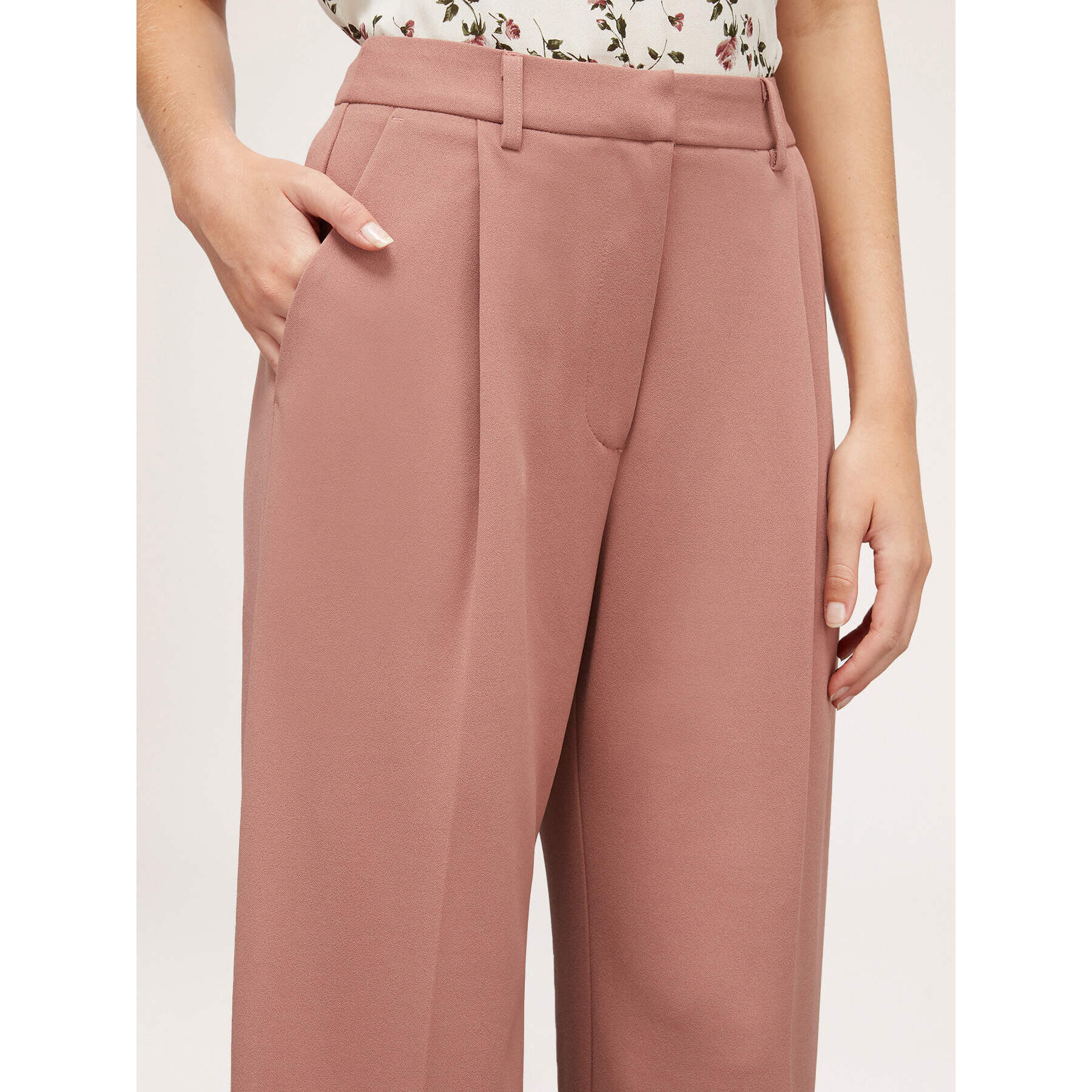 Motivi - Pantalón palazzo con pliegues - Rosa