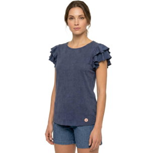 Camiseta de manga corta estilo safari urbano para mujer