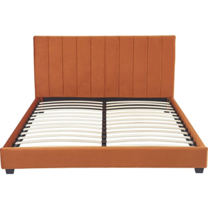 Lit avec tête de lit en velours - WILLIAM