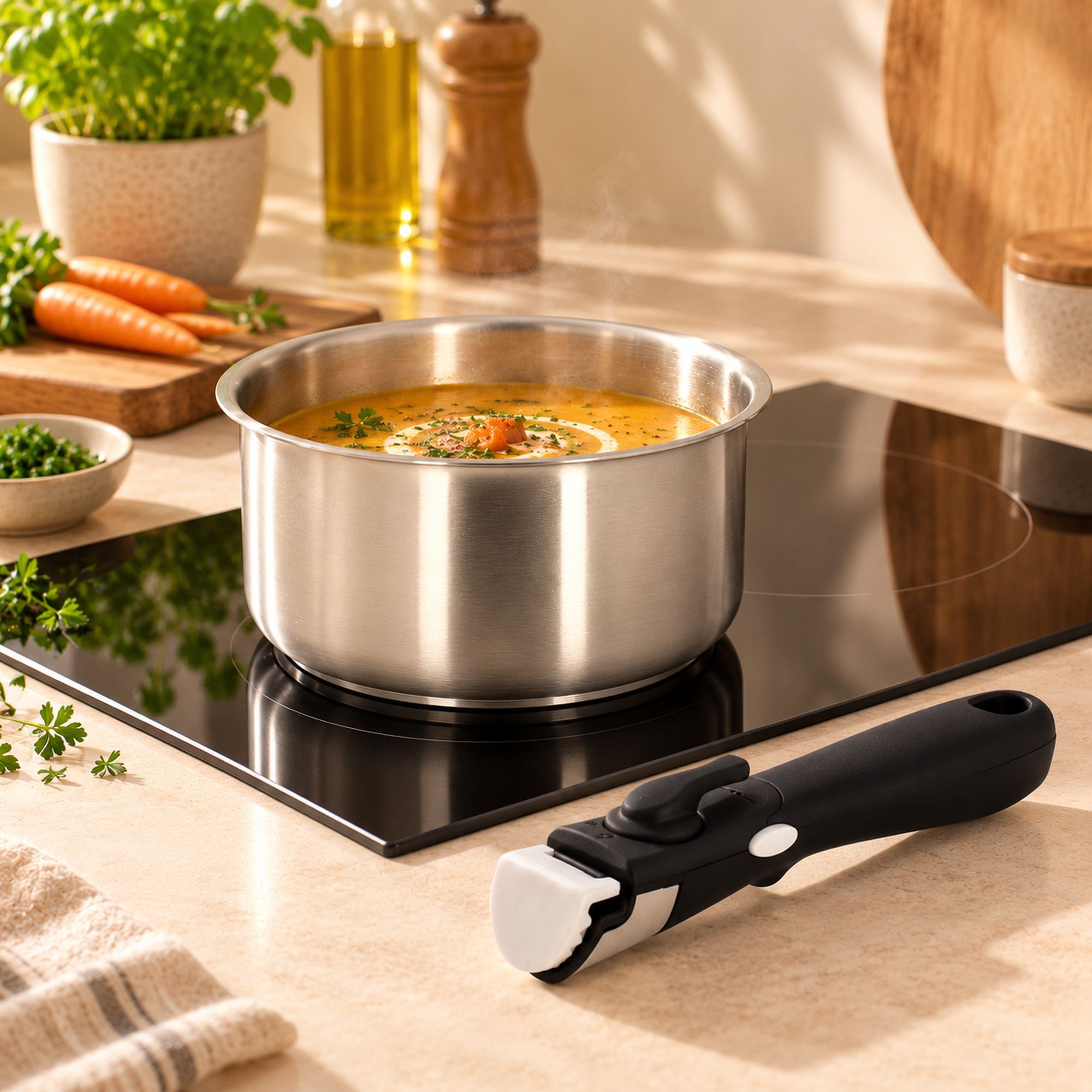 Lot de 3 casseroles amovibles acier inoxydable - tous feux IRIS