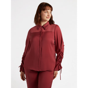 Fiorella Rubino - Camicia in raso con lacci da annodare ai polsi - Bordeaux
