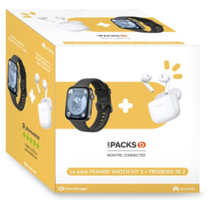 Montre connectée HUAWEI Pack Watch Fit 3 Noir + buds SE 2 BLanc