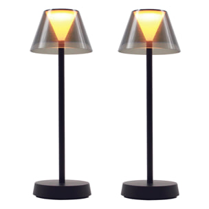 2 Lampes de table sans fil BEVERLY Noir H34cm