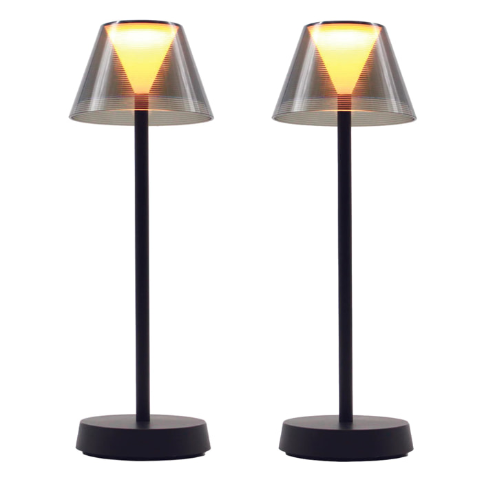 2 Lampes de table sans fil BEVERLY Noir H34cm