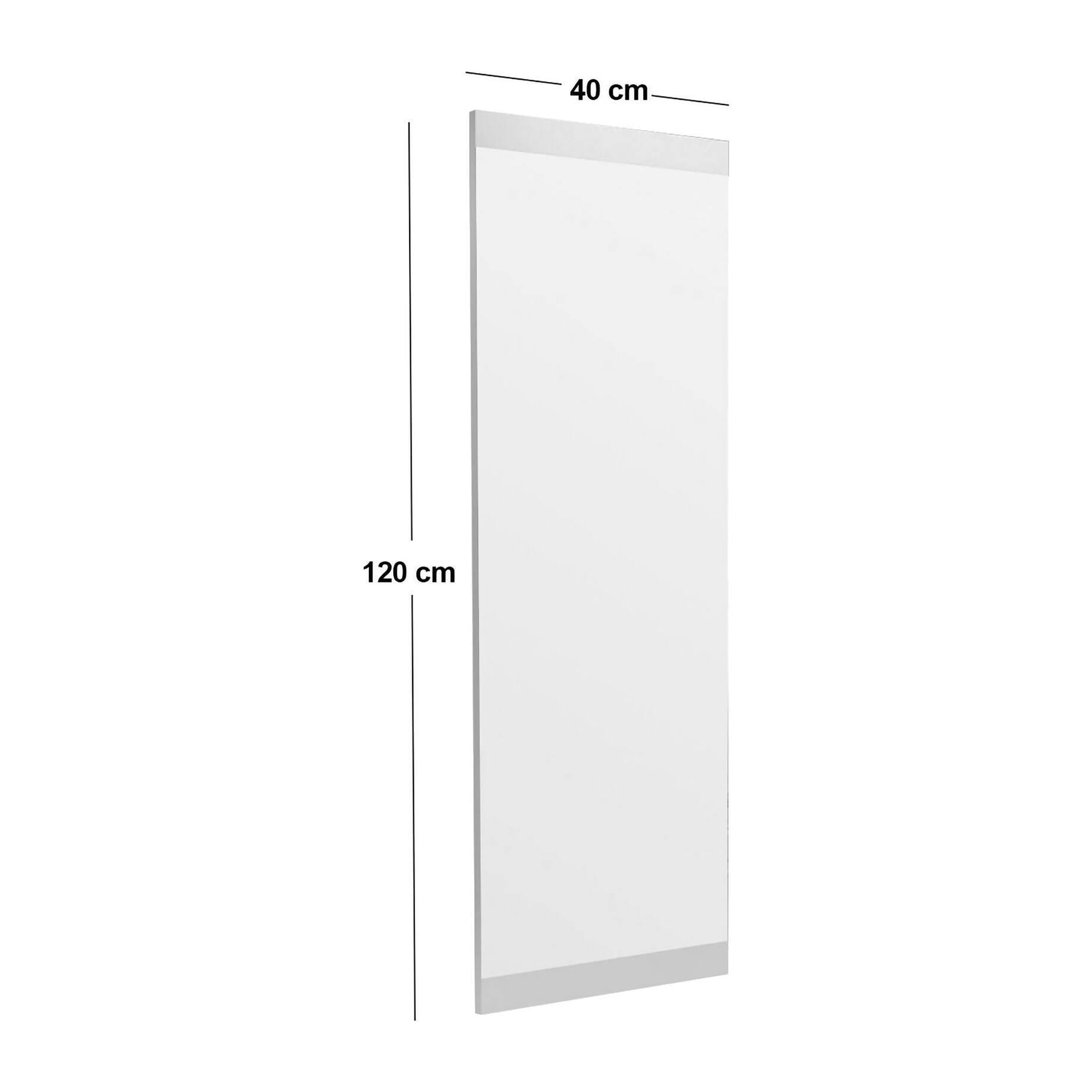 Specchio Dprenn, Specchiera, Articolo d'arredo a muro, Decorazione con specchio, 40x2h120 cm, Bianco